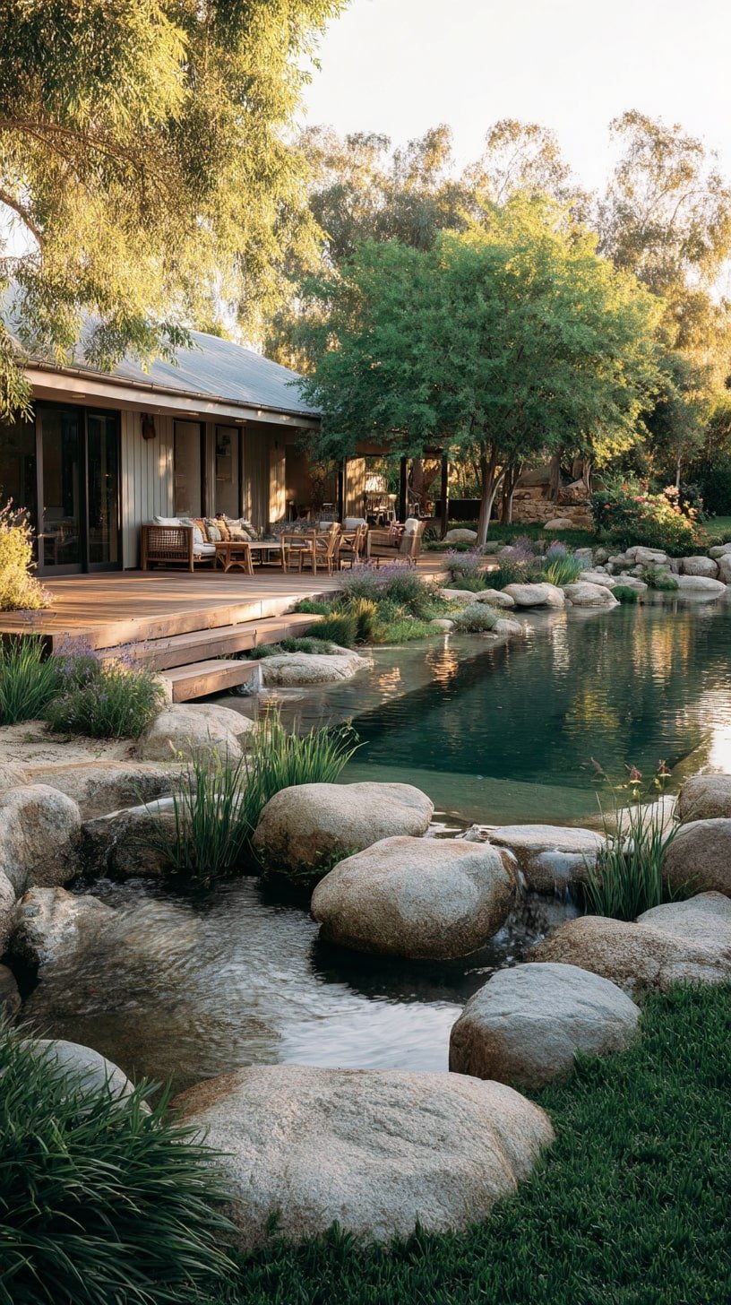 Boulders into the Pool Edge
