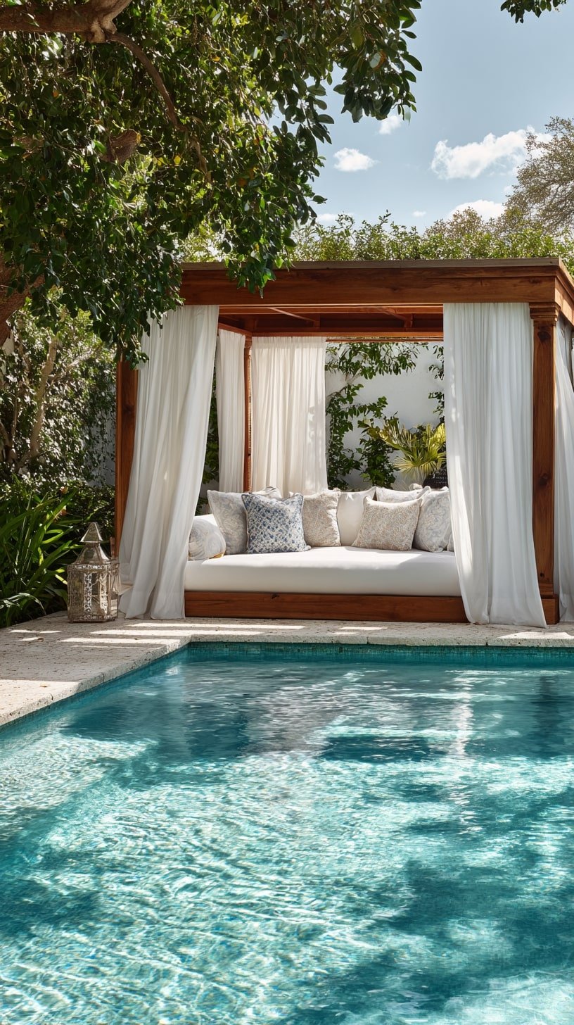 Wood-Framed Daybed and Billowy Drapes