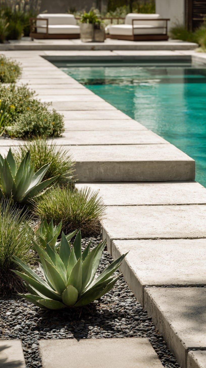 Pool Deck with Succulents and Gravel