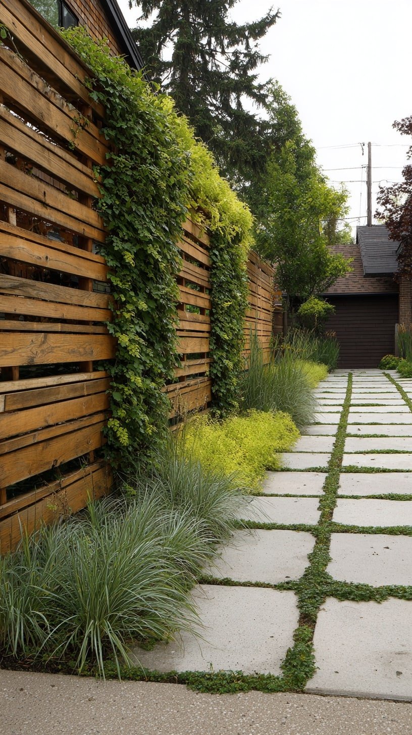 Weave Climbing Greenery Through a Slatted Fence