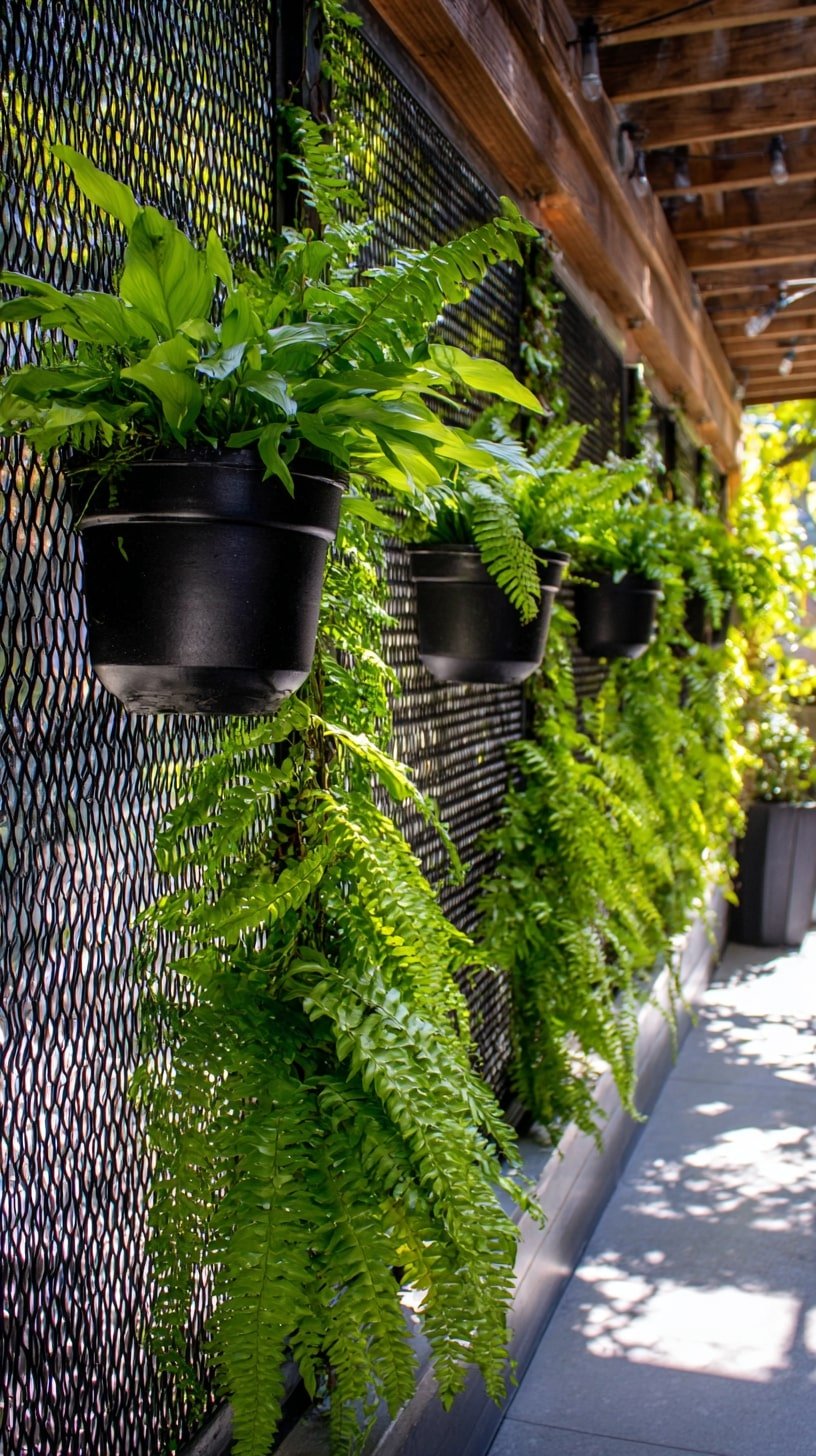 Hang Fern Planters on Mesh Screens for Lush Coverage