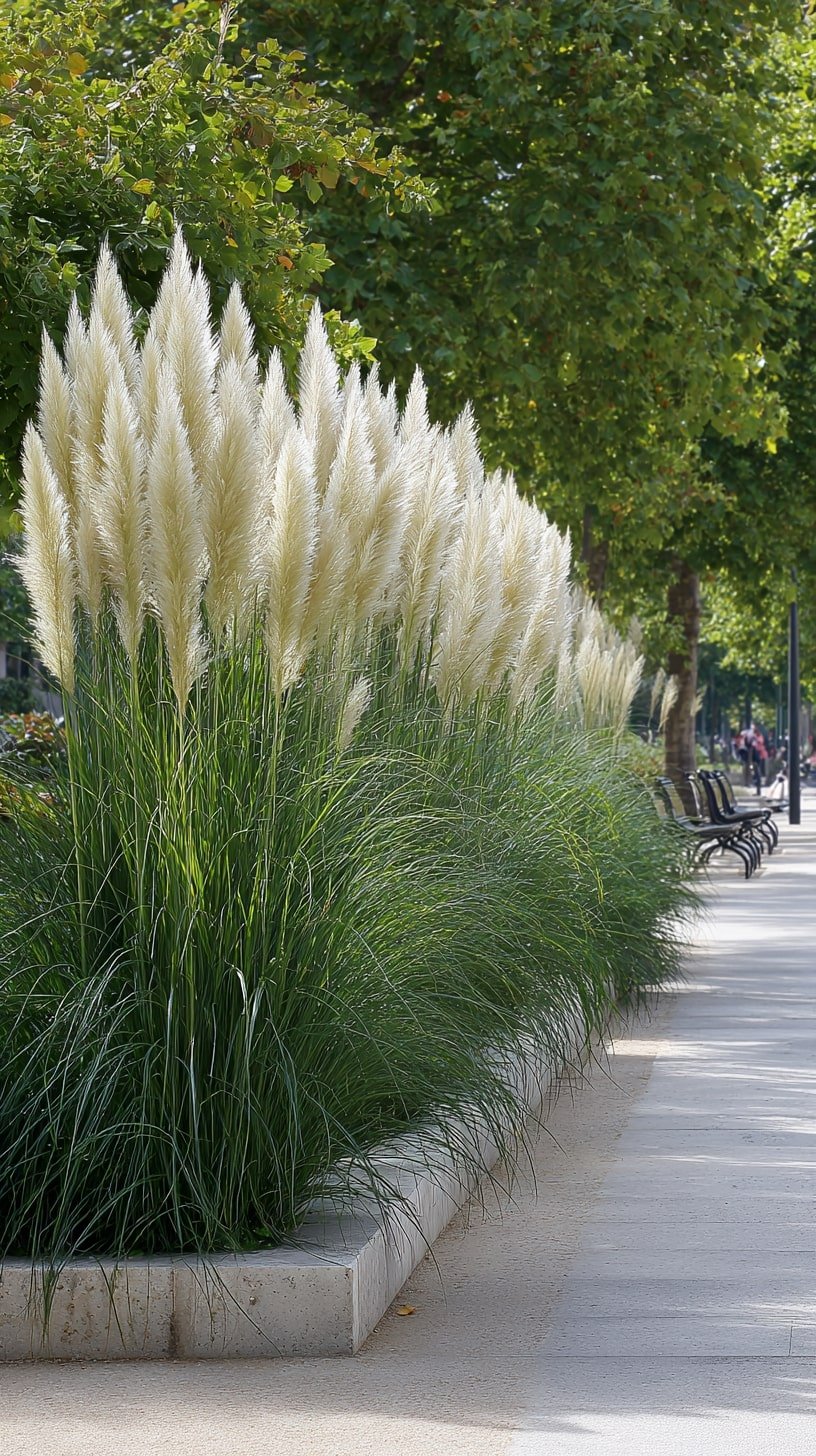  Line Pathways with Tall Pampas Grass for Natural Screening