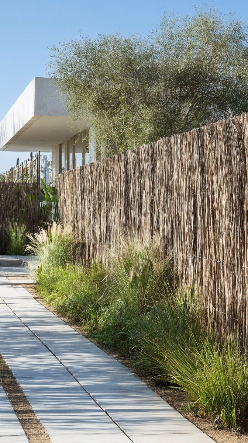 Pair Reed Fencing with Ornamental Grasses for Breezy Privacy
