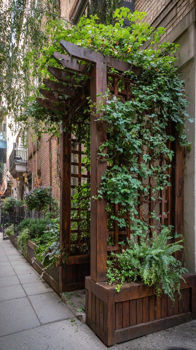 Train Vines Over a Wooden Pergola for Natural Seclusion