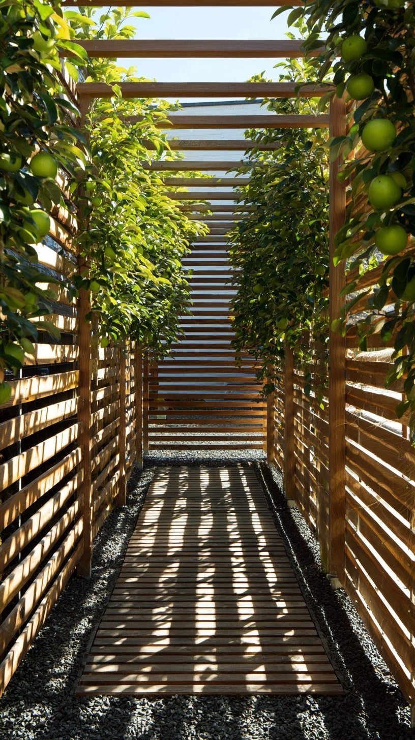 Build a Slatted Pergola Tunnel with Espaliered Fruit Trees