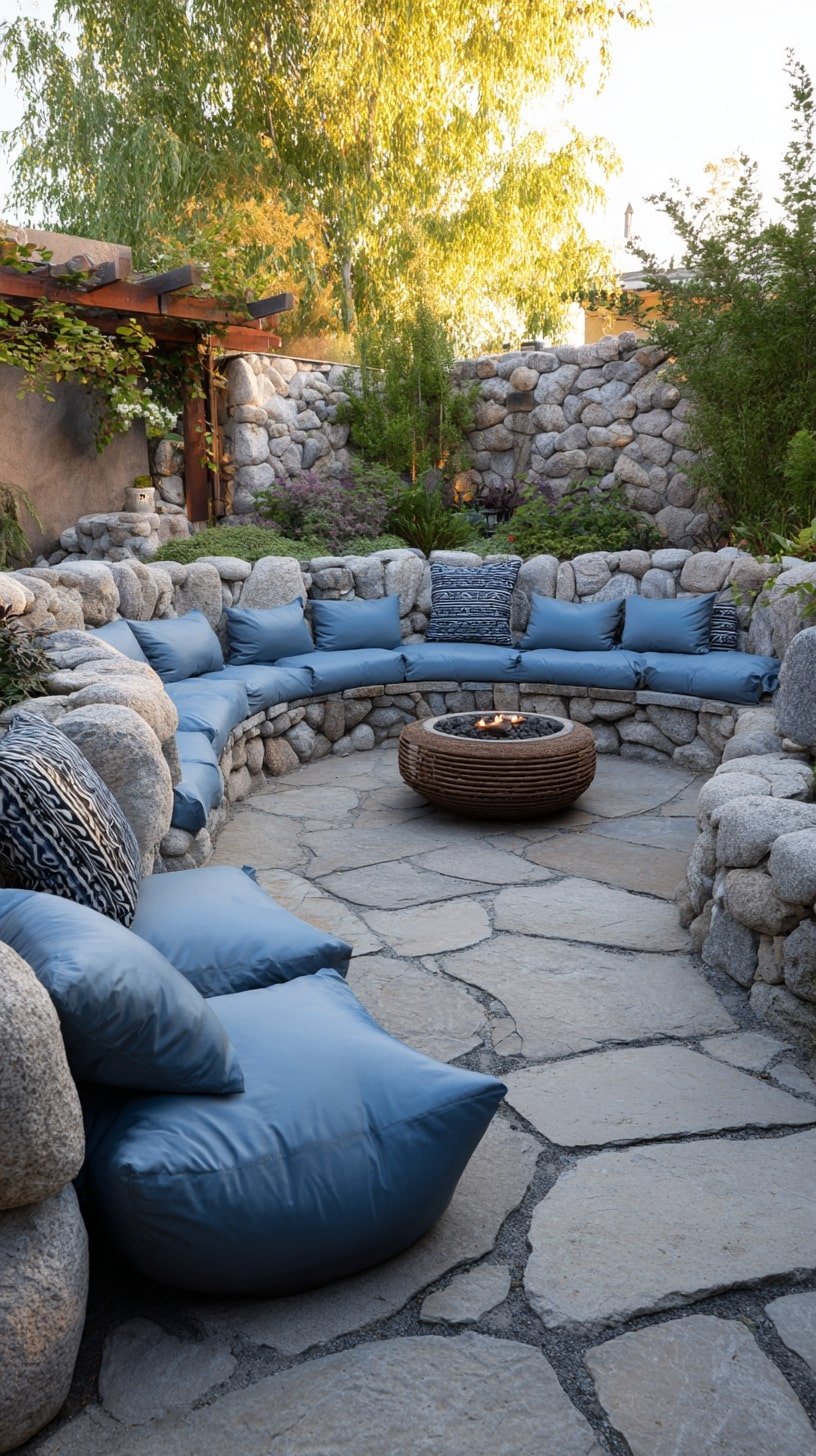 Build a Stone Enclosure for a Secluded Fire Pit Lounge