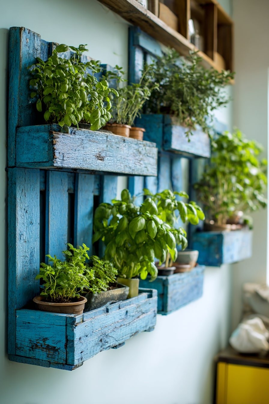 Add Bold Color to Pallet Herb Displays