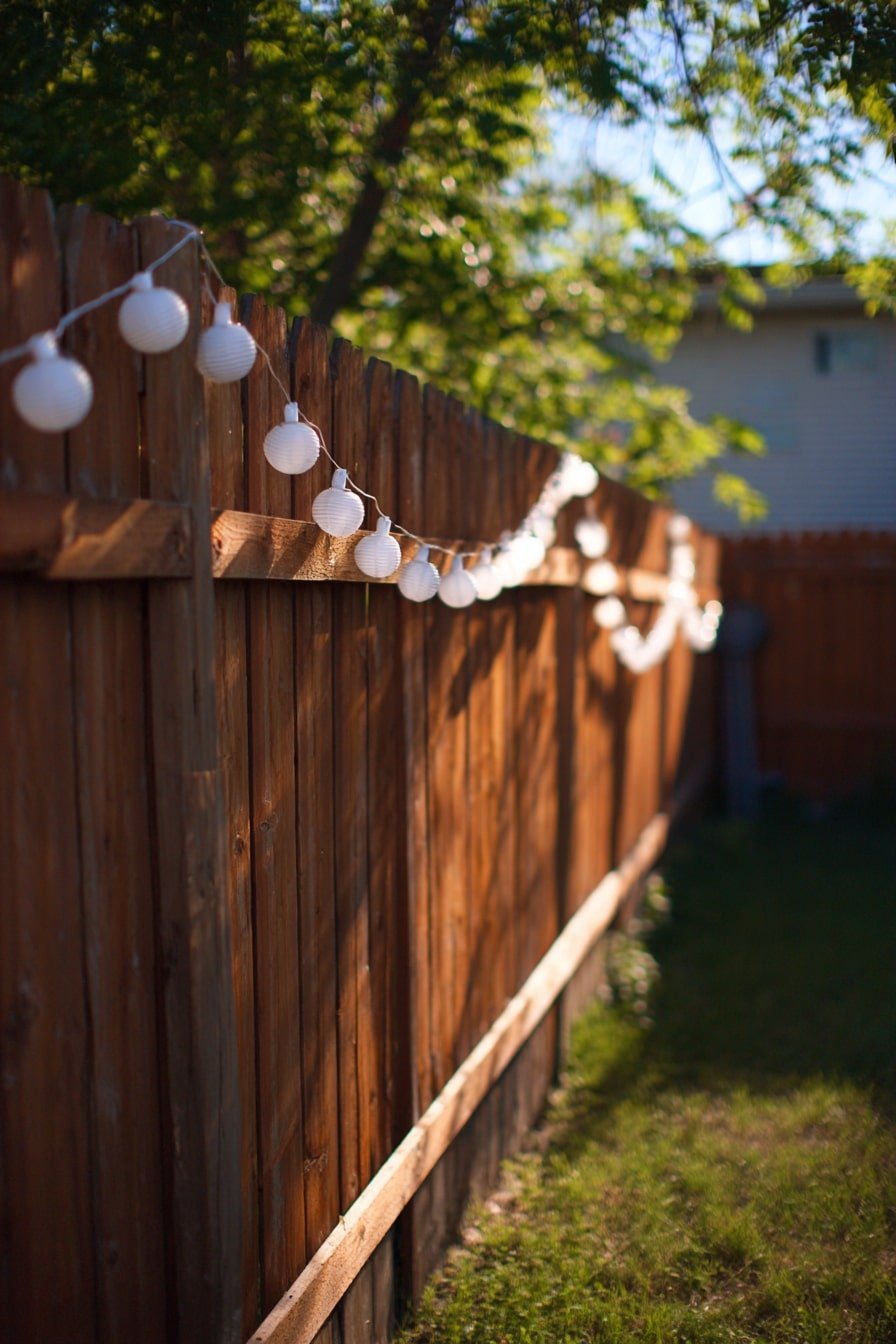  String Globe Lights Along a Fence for Subtle Evening Warmth