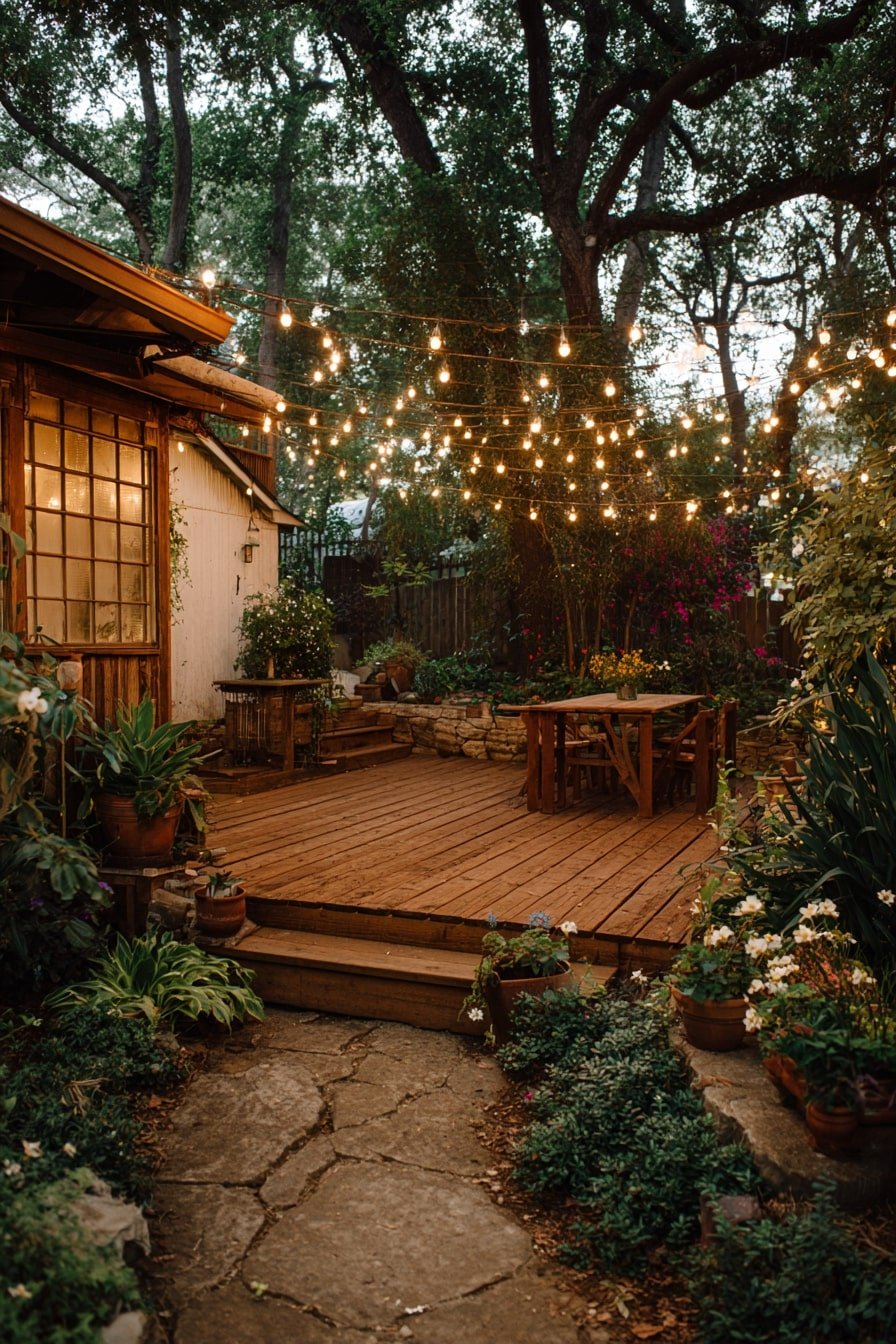 Drape Multiple String Lights for a Floating Ceiling Effect
