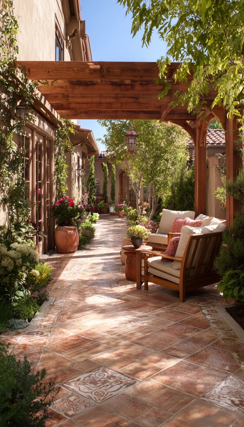 Patio Pergola Along the Wall