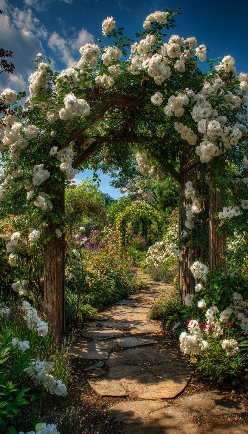 Climbing White Roses
