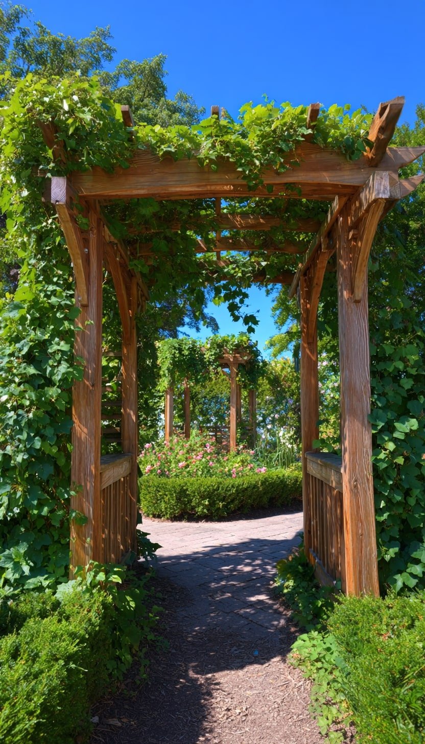 Repeating Vine-Covered Arches