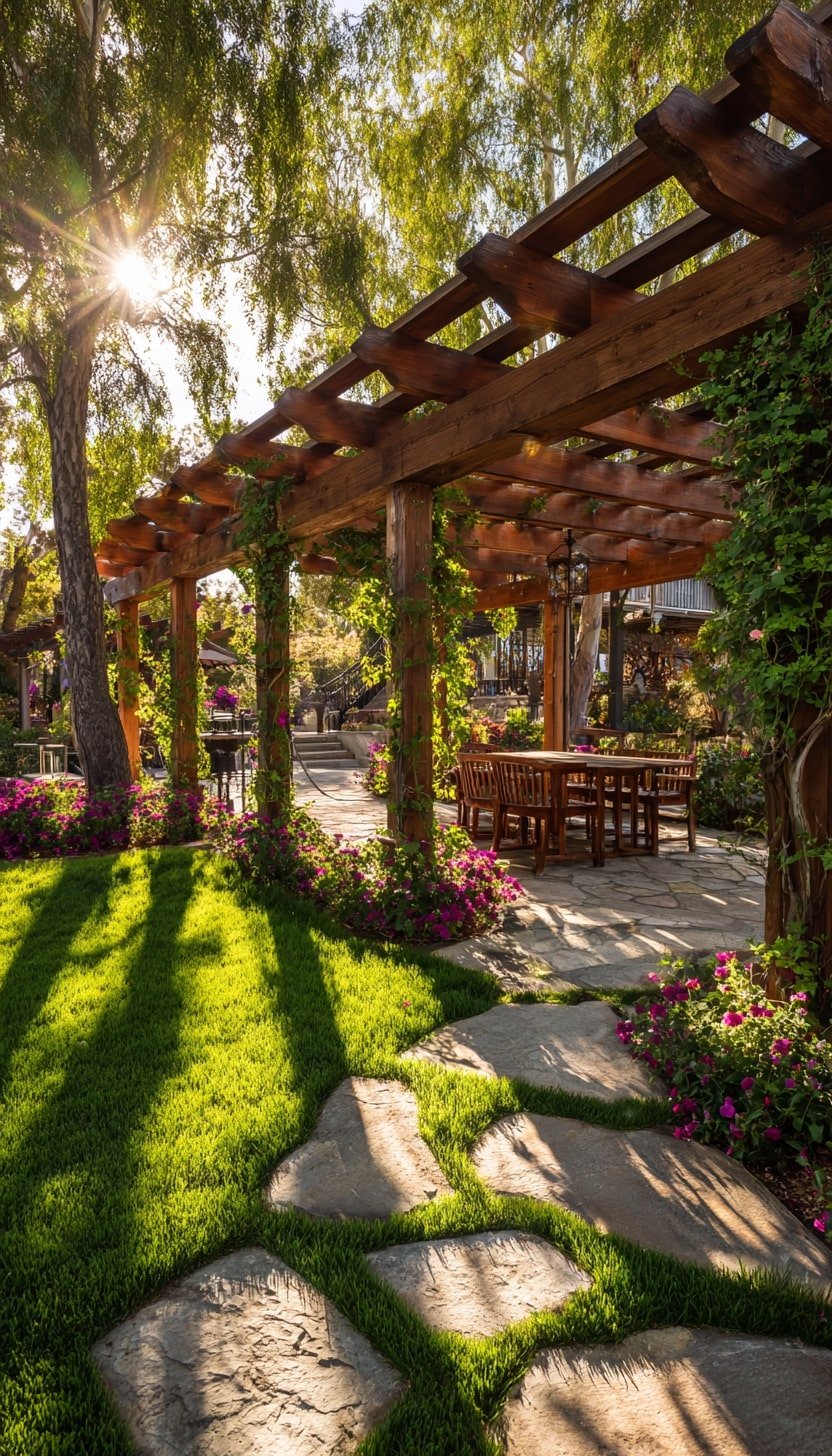 Vines Around a Beamed Pergola