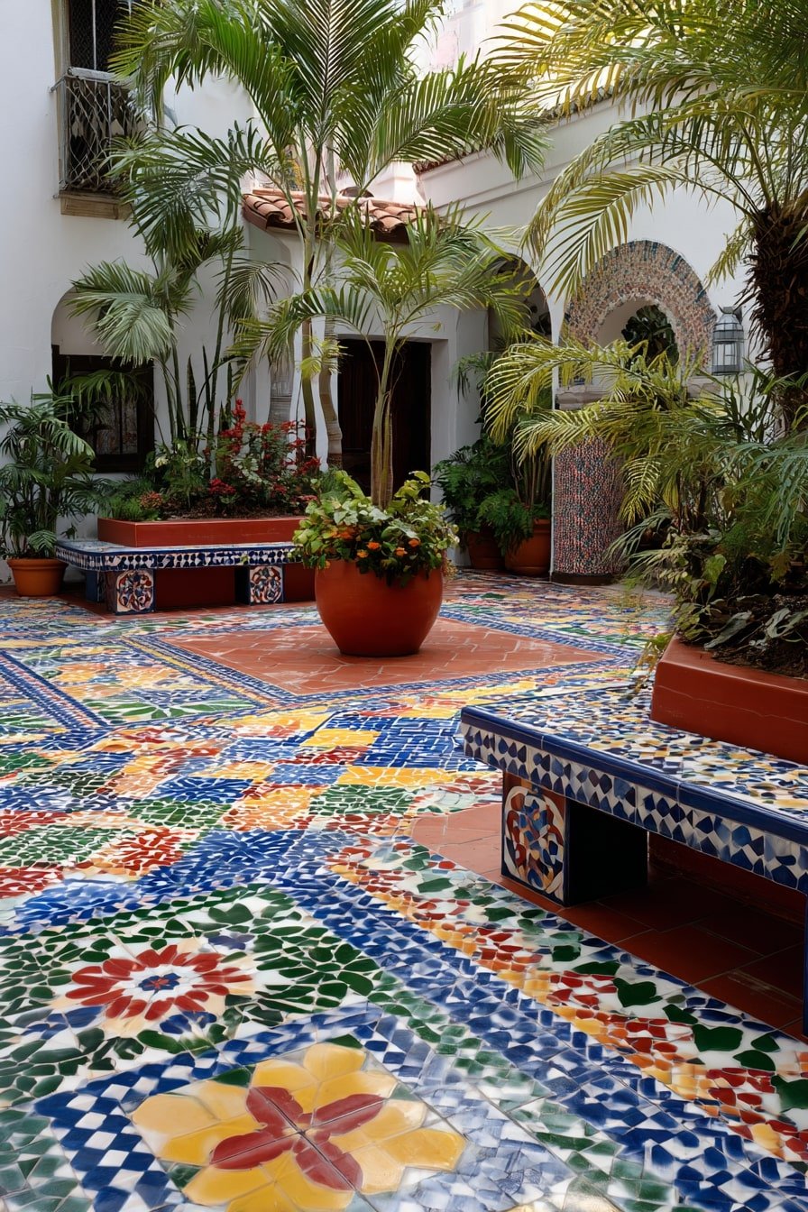  Layer Bold Tilework for a Courtyard That Radiates Energy