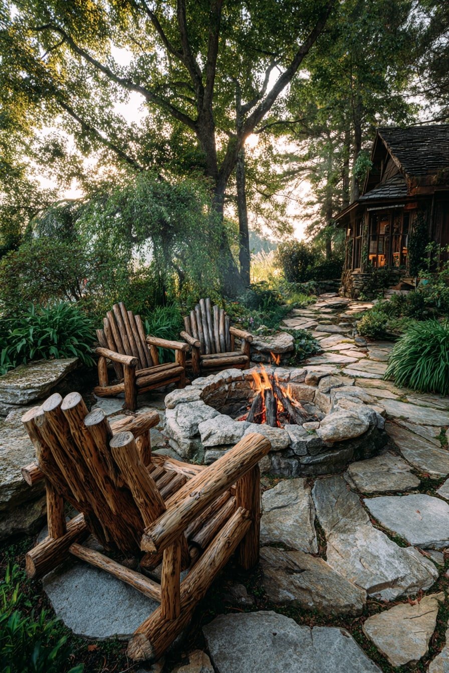 Center a Stone Fire Pit for Natural Gathering Light