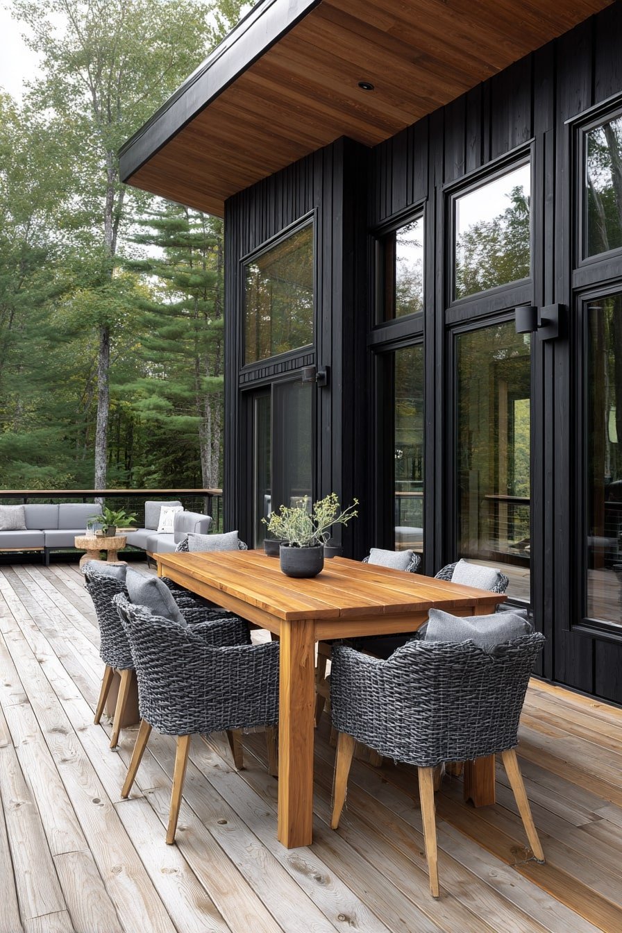  Contrast Dark Skirting with Weathered Decking for Impact