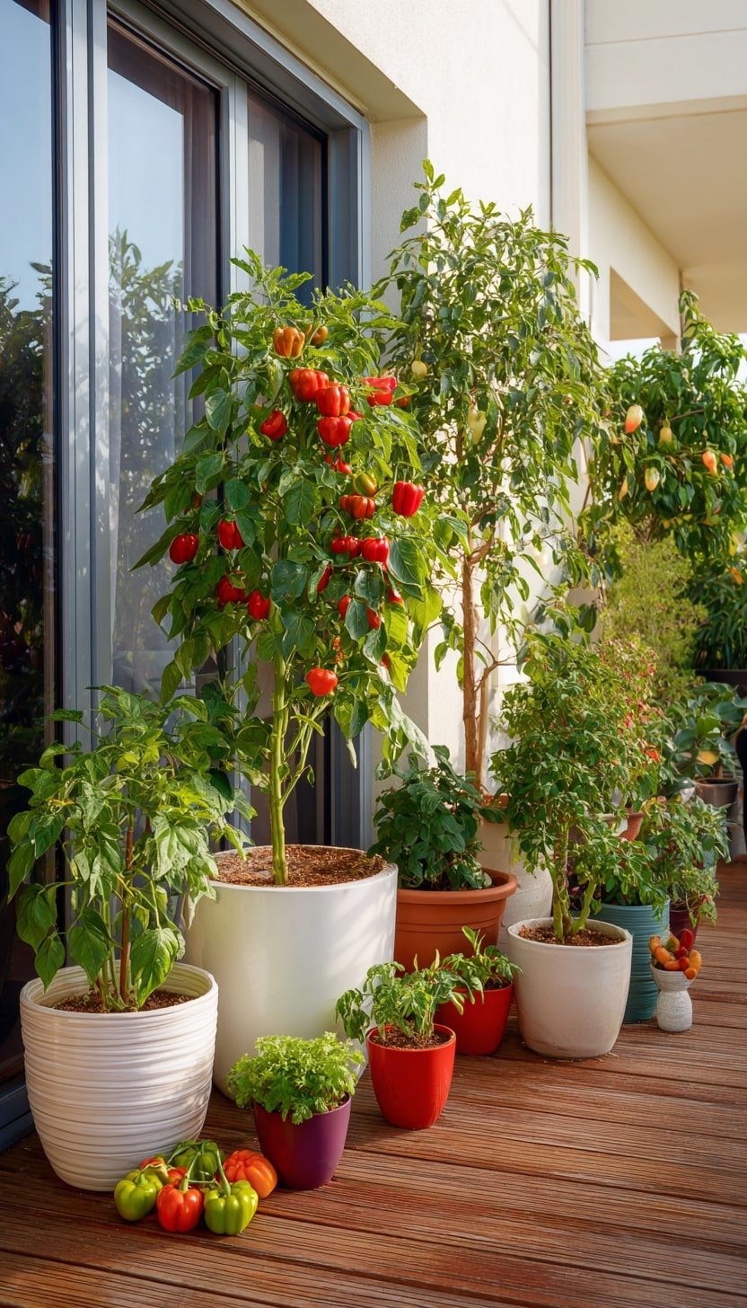 Tall Peppers with Mixed Pots