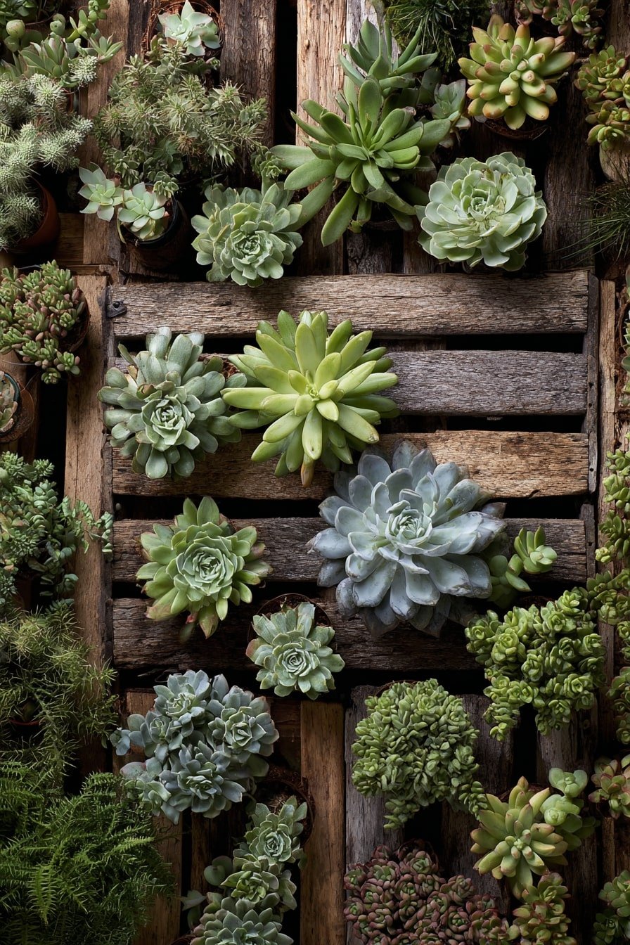 Pack Succulents into a Textured Pallet Frame