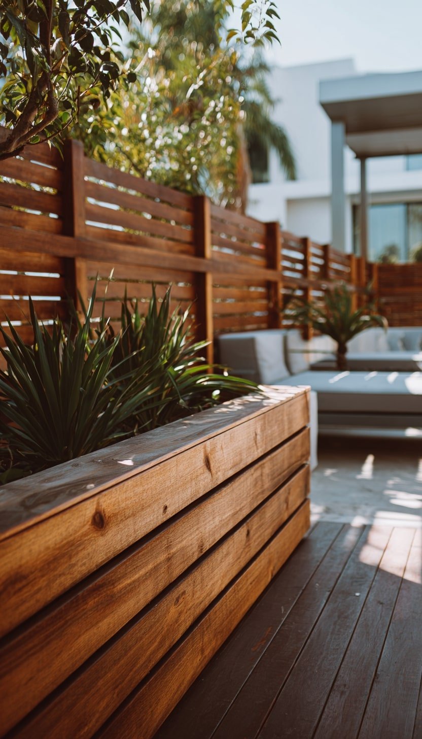 Slatted Fencing with Built-In Planters