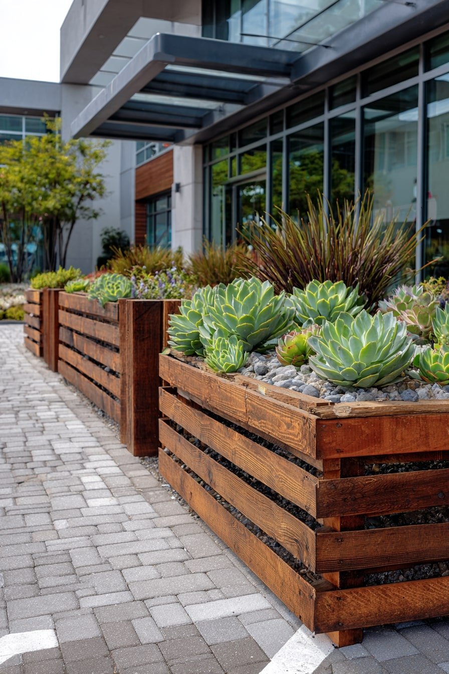 Border a Drive with Slatted Planter Walls