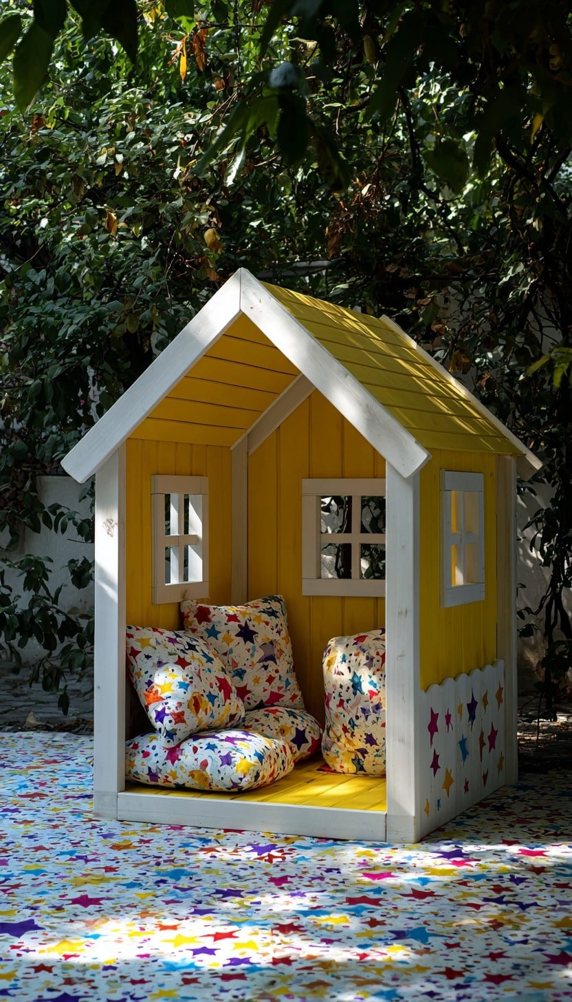 Pop of Yellow and Soft Floor Cushions