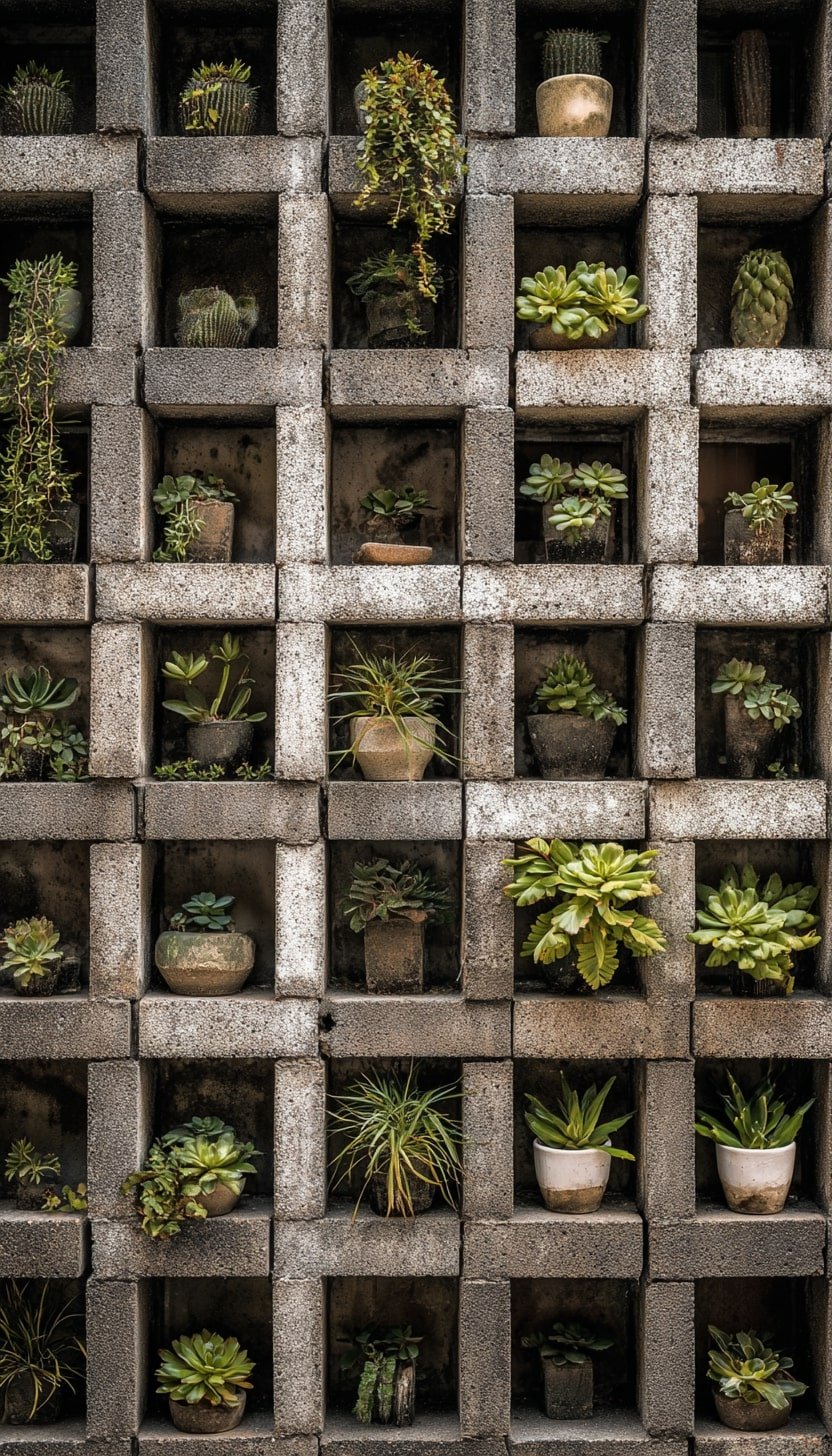 Cinder Blocks to Frame a Living Wall