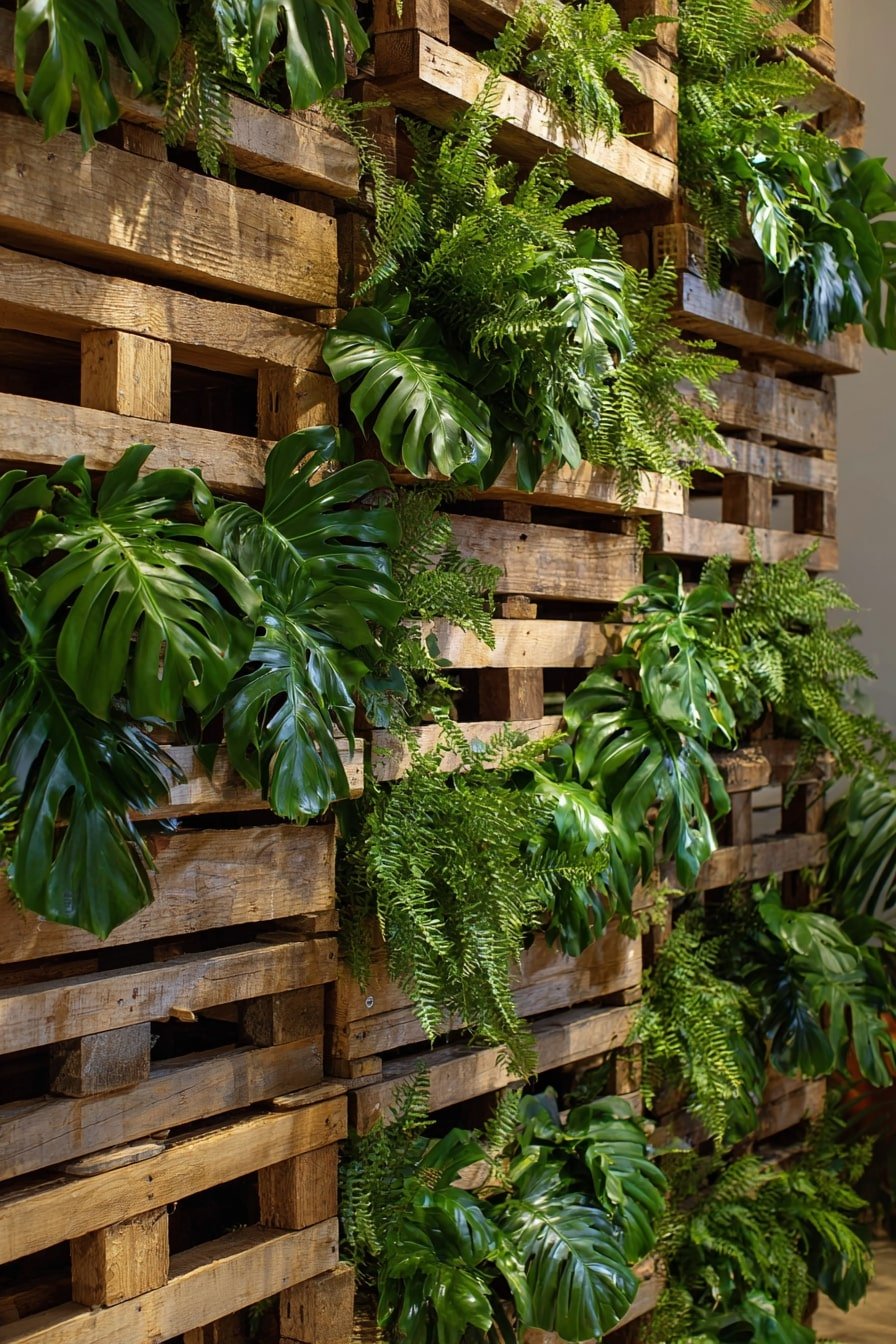 Weave Lush Foliage into a Pallet Wall