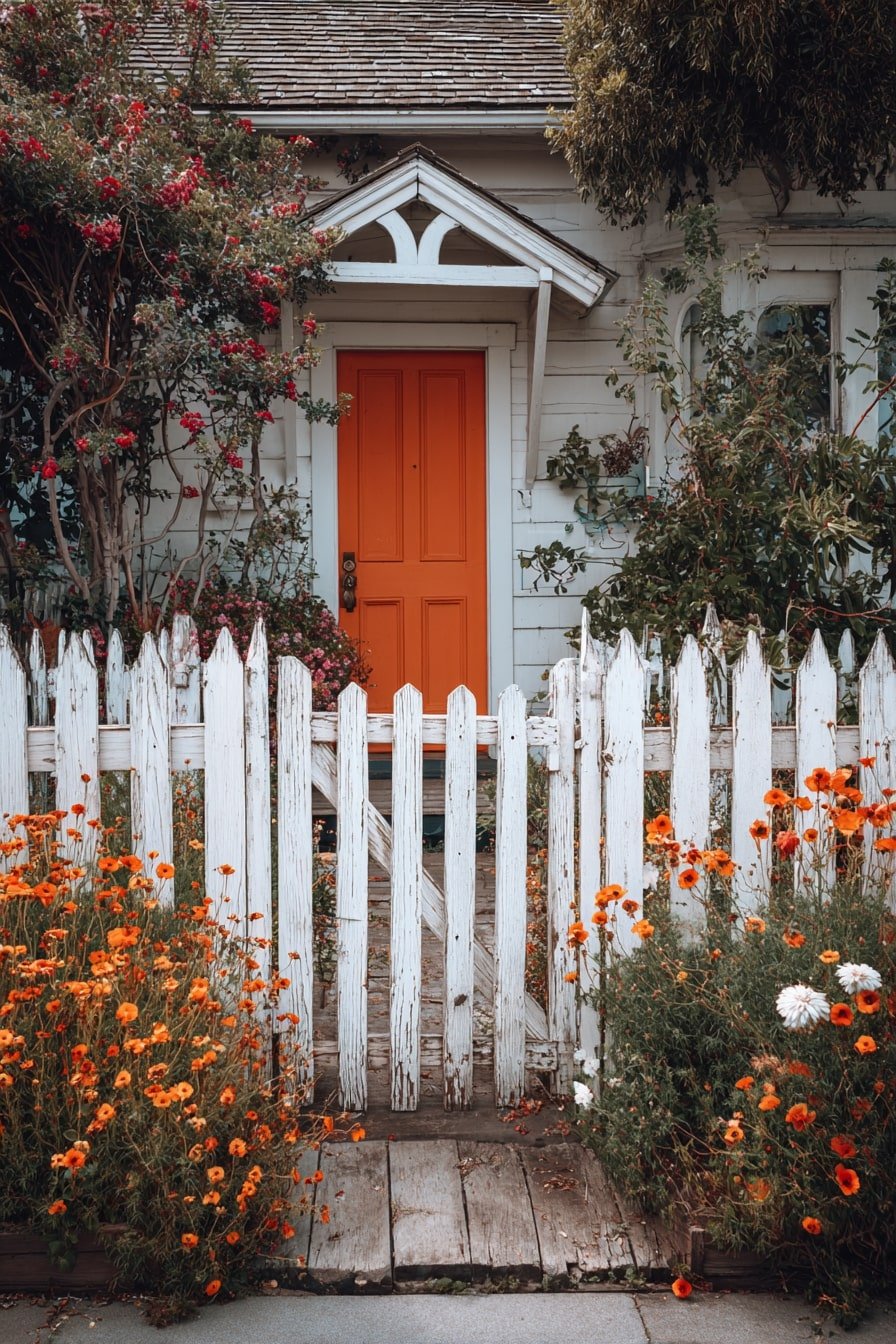 Pair a Weathered Picket Fence with a Bold Door Color