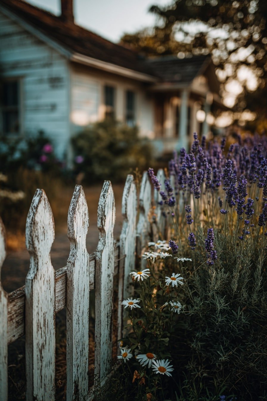  Pair a Weathered Picket Fence with Fragrant Blooms