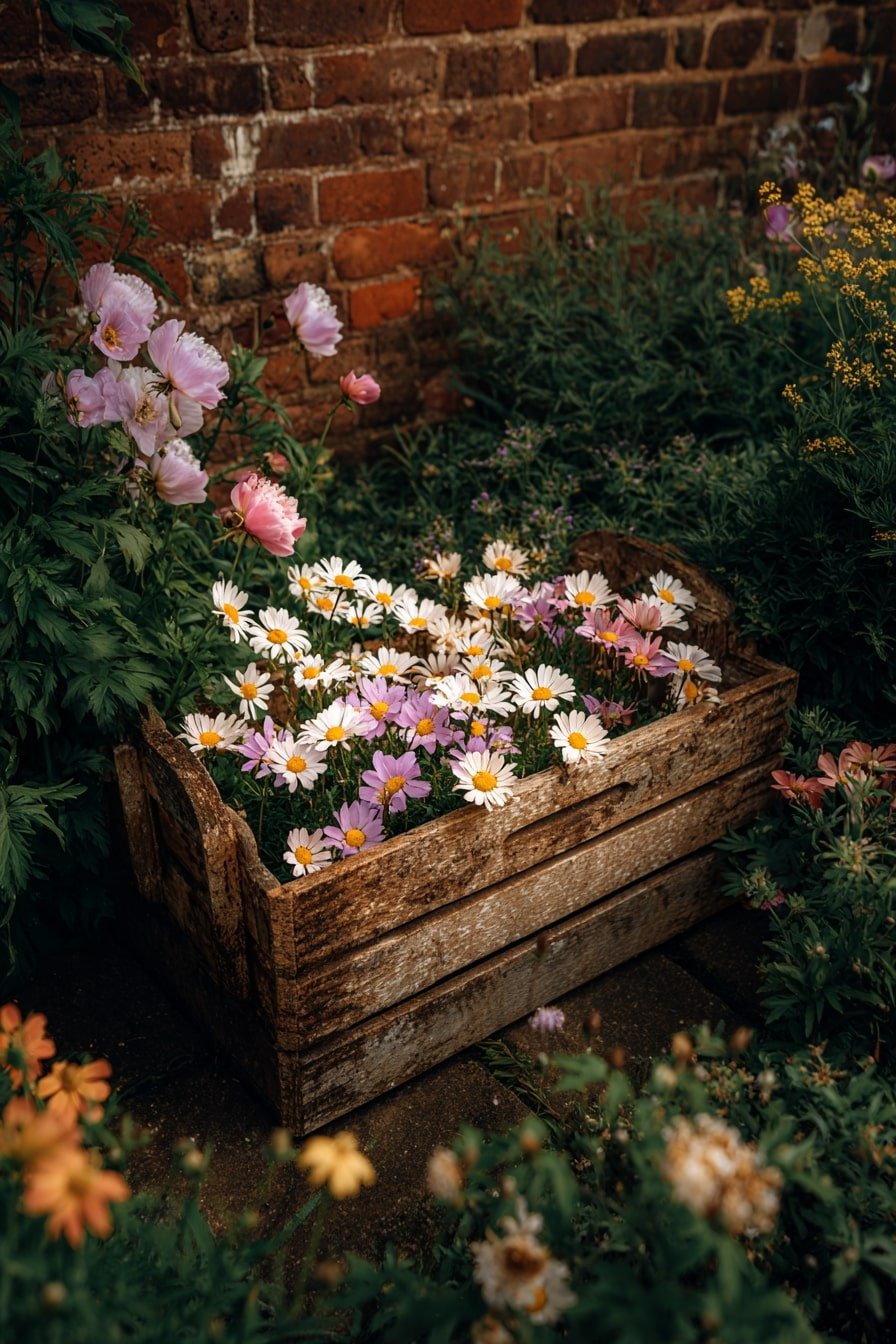  Repurpose a Rustic Crate for Wildflower Charm