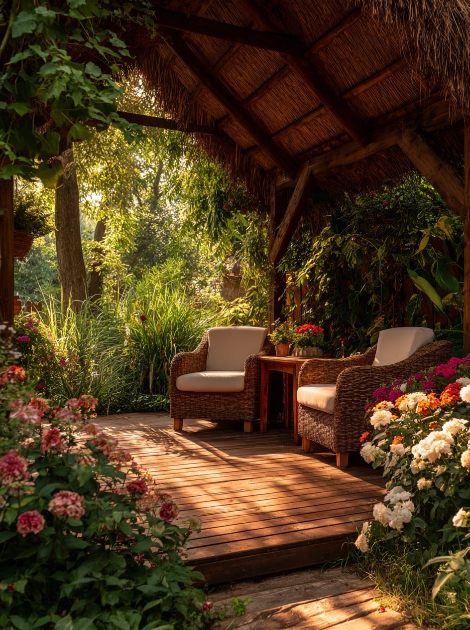 Seating with a Thatched Roof
