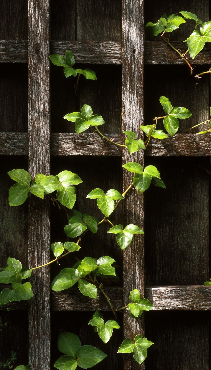 Train Ivy Along a Wooden Trellis 