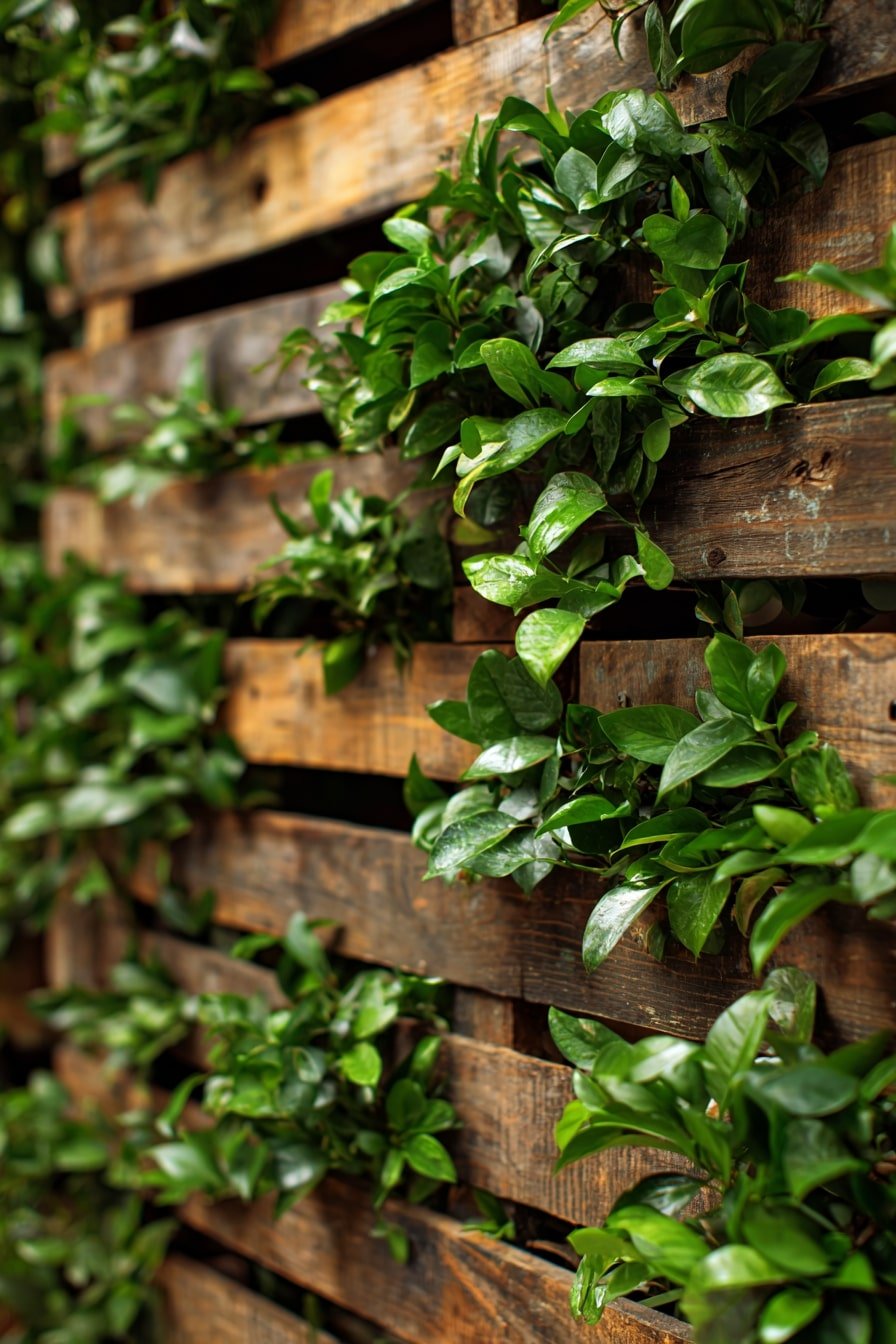 Thread Vines Through Pallet Slats for a Living Wall