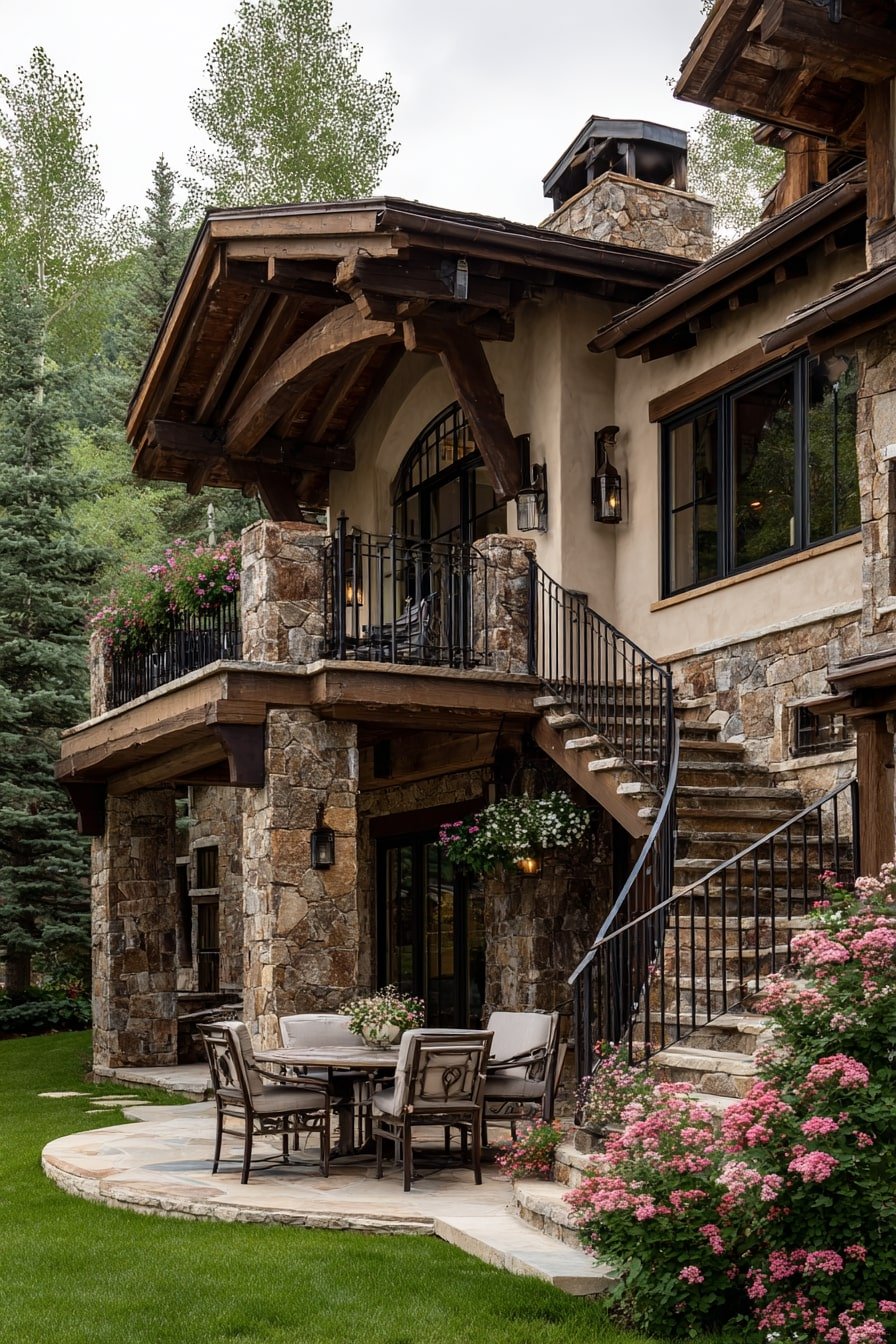 Use Full-Height Stone Skirting for a Mountain Lodge Feel