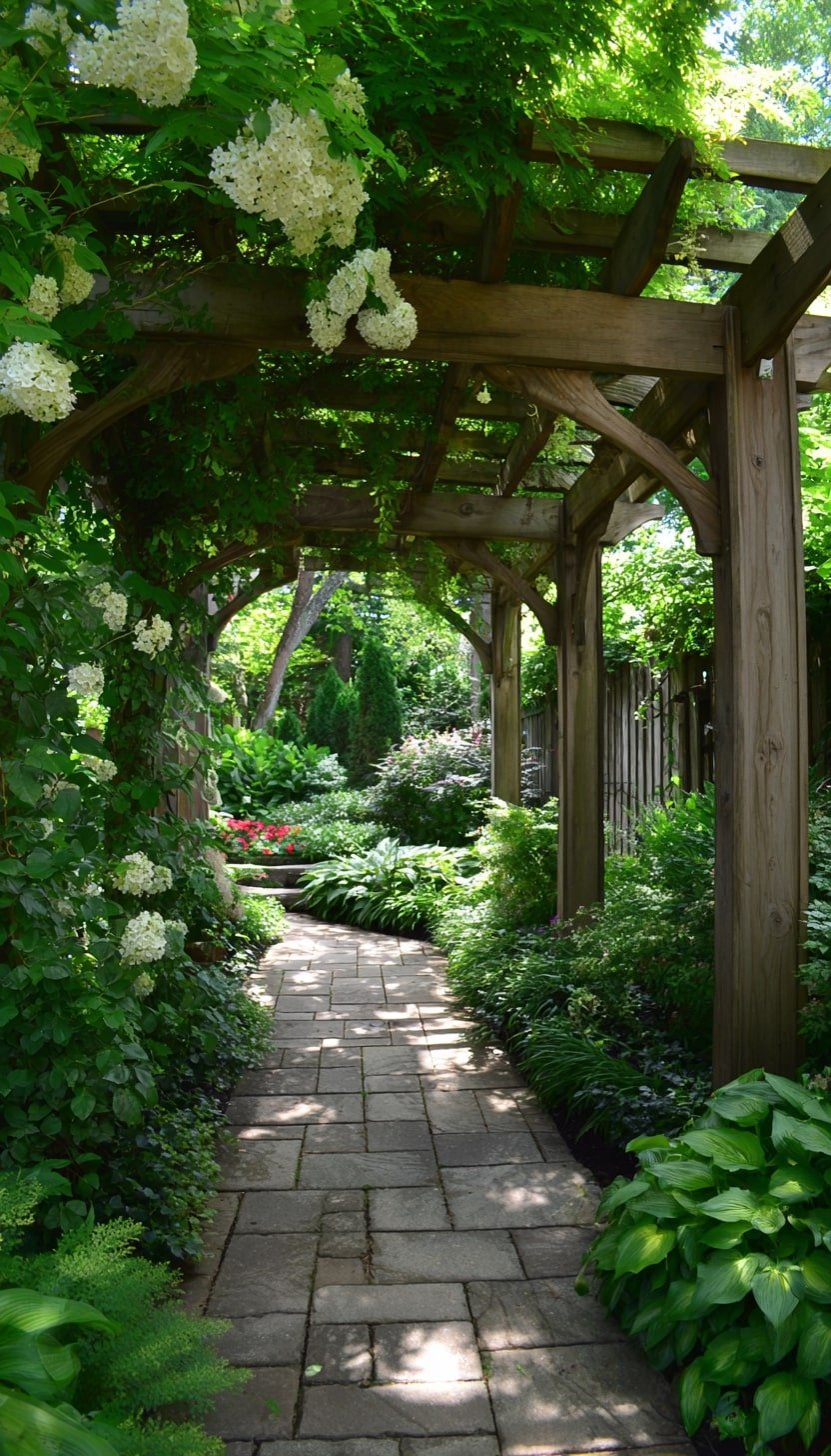 Pergola Over a Shaded Side Walkway
