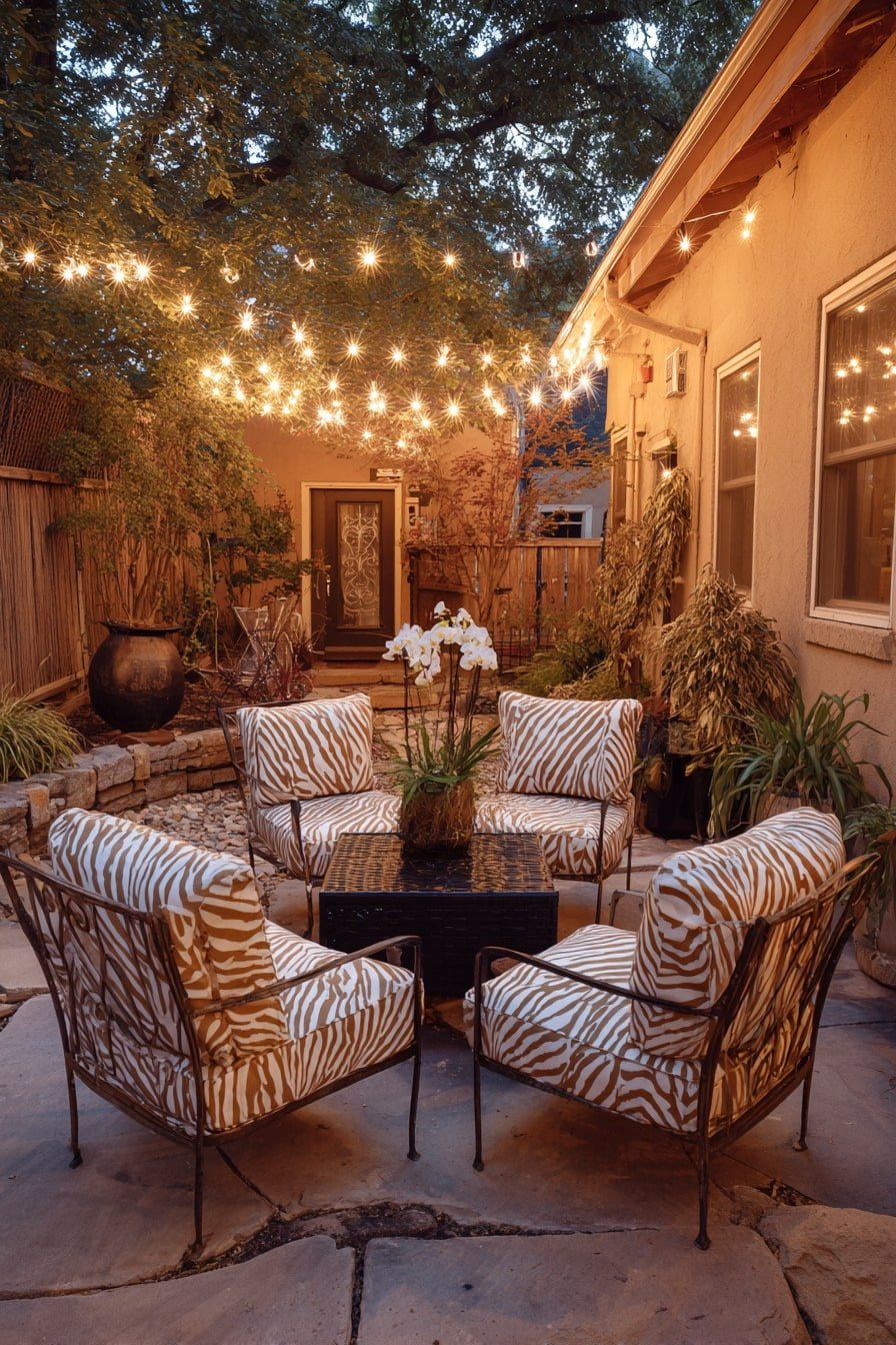 String Lights Overhead to Define an Outdoor Room