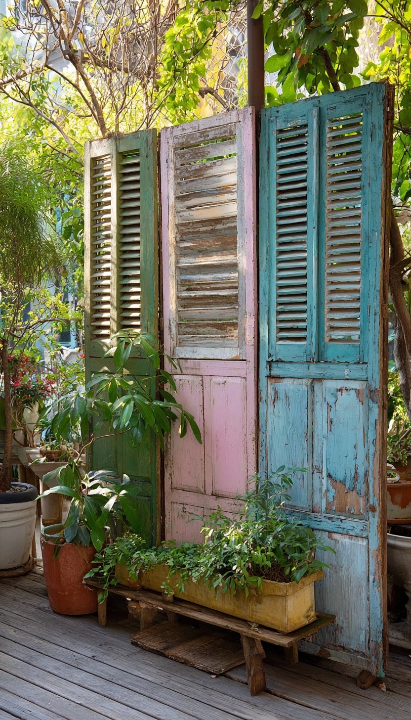 Vintage Shutters for Whimsical Privacy