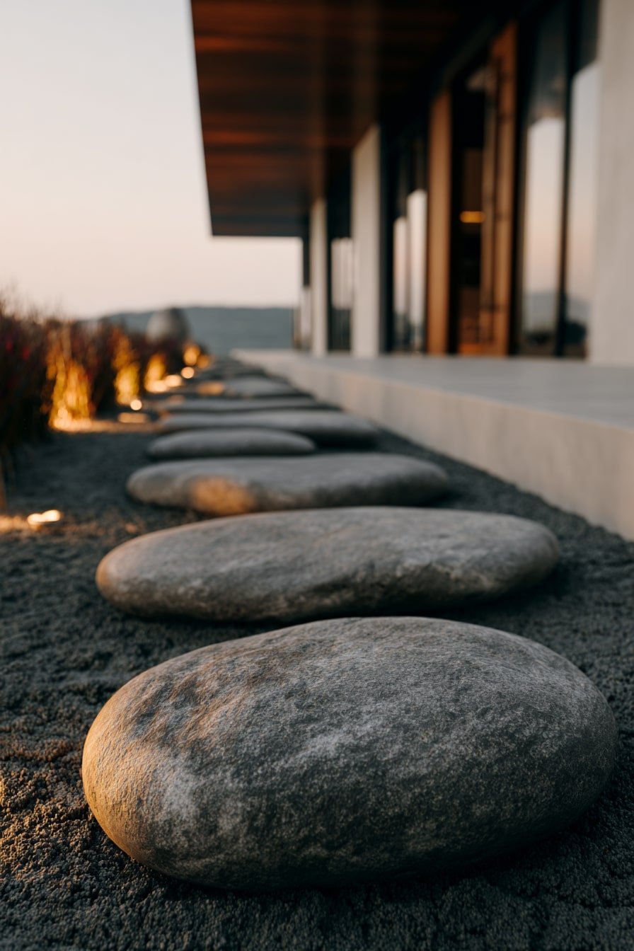 Highlight Sculptural Stones with Subtle Uplighting for Modern Drama