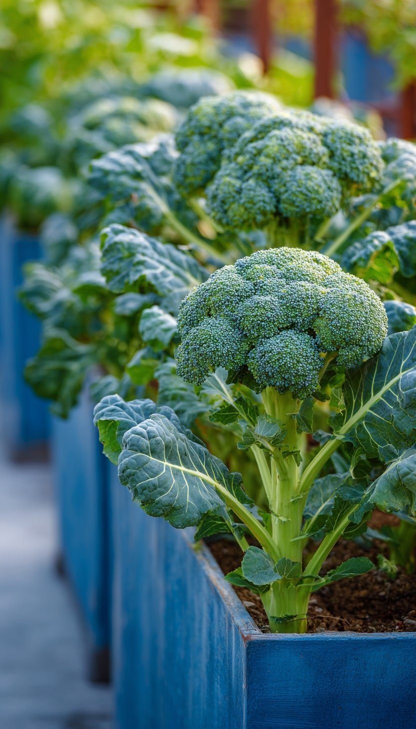 Blue Planters for a Crisp Edible Display