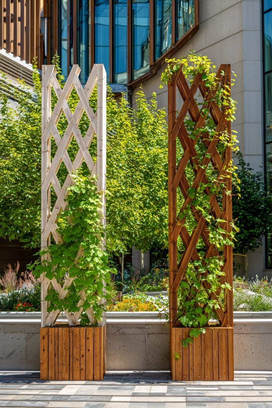 Frame an Entry with Paired Lattice Panels
